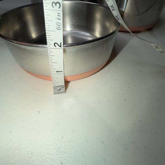 Revere Ware Copper Bottom 3 Piece Saucepots Stainless Steel No Lids 1801 USA VTG - Picture 10 of 12